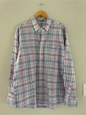 Izod Pastel Plaid Button-Down Shirt - Blue, Purple, Pink